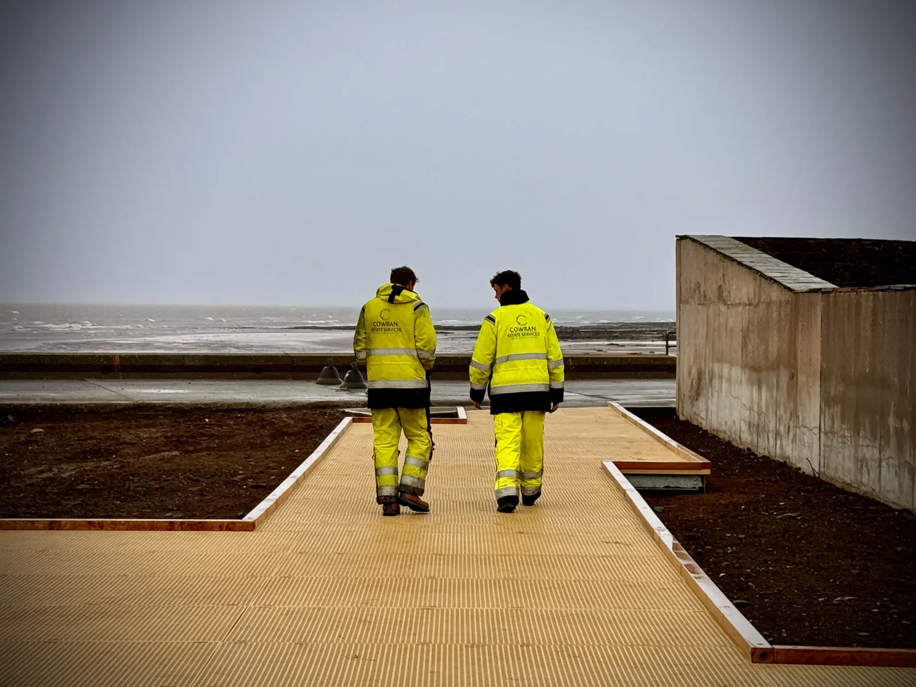 Cowran team working together during delivery of Maryport Boardwalk